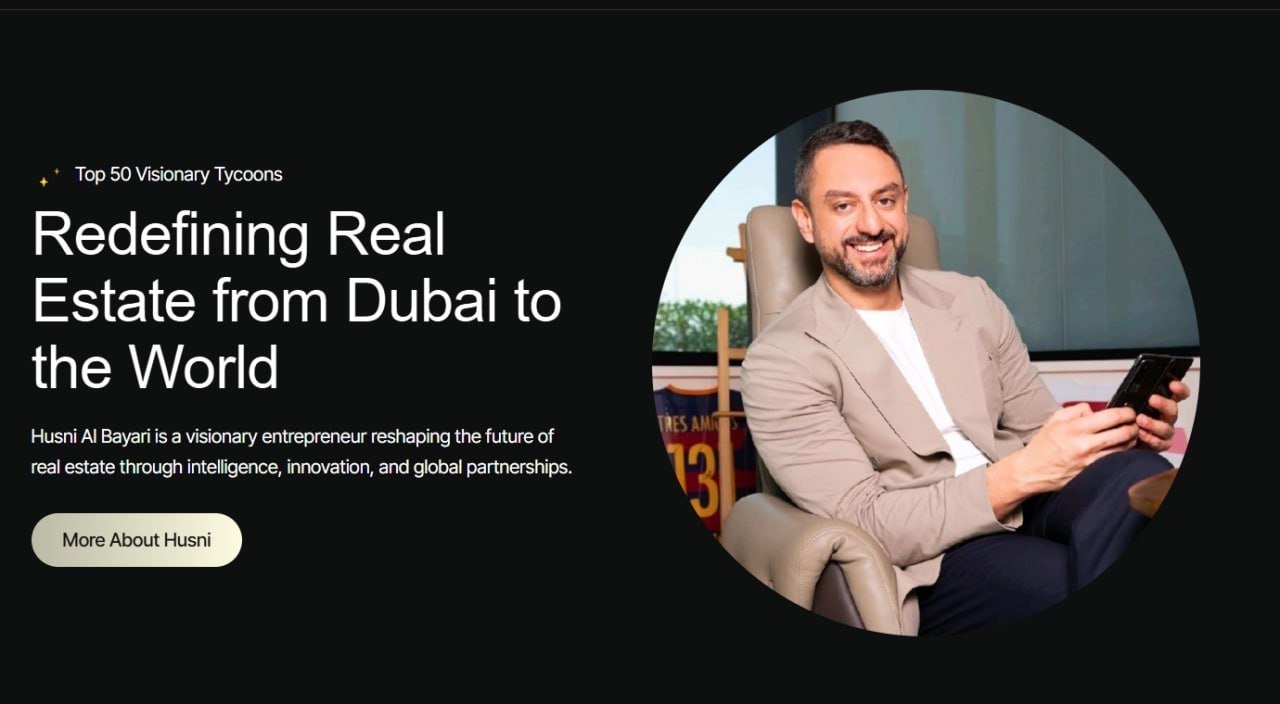 Husni Al Bayari real estate agent website built by A1 Program, ranking first on Google in Dubai